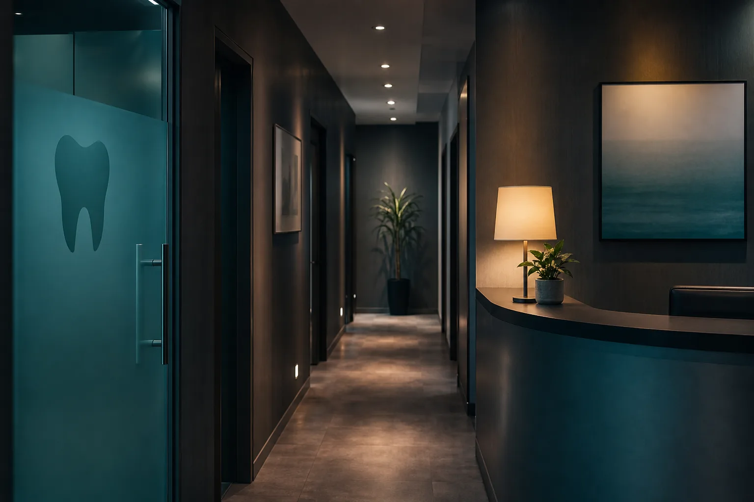 Dental clinic hallway ready for patients with a professional atmosphere