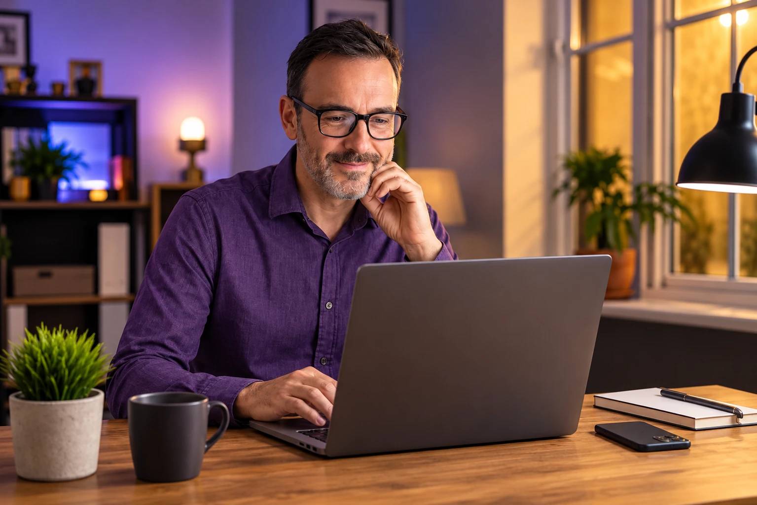 Business owner checking a live business website on phone and laptop